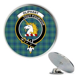 ScotsTee Shop Scottish Oliphant Ancient Metal Tartan Lapel Pin Scottish Clan Crest Badge