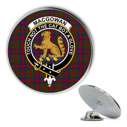ScotsTee Shop Scottish MacGowan Metal Tartan Lapel Pin Scottish Clan Crest Badge