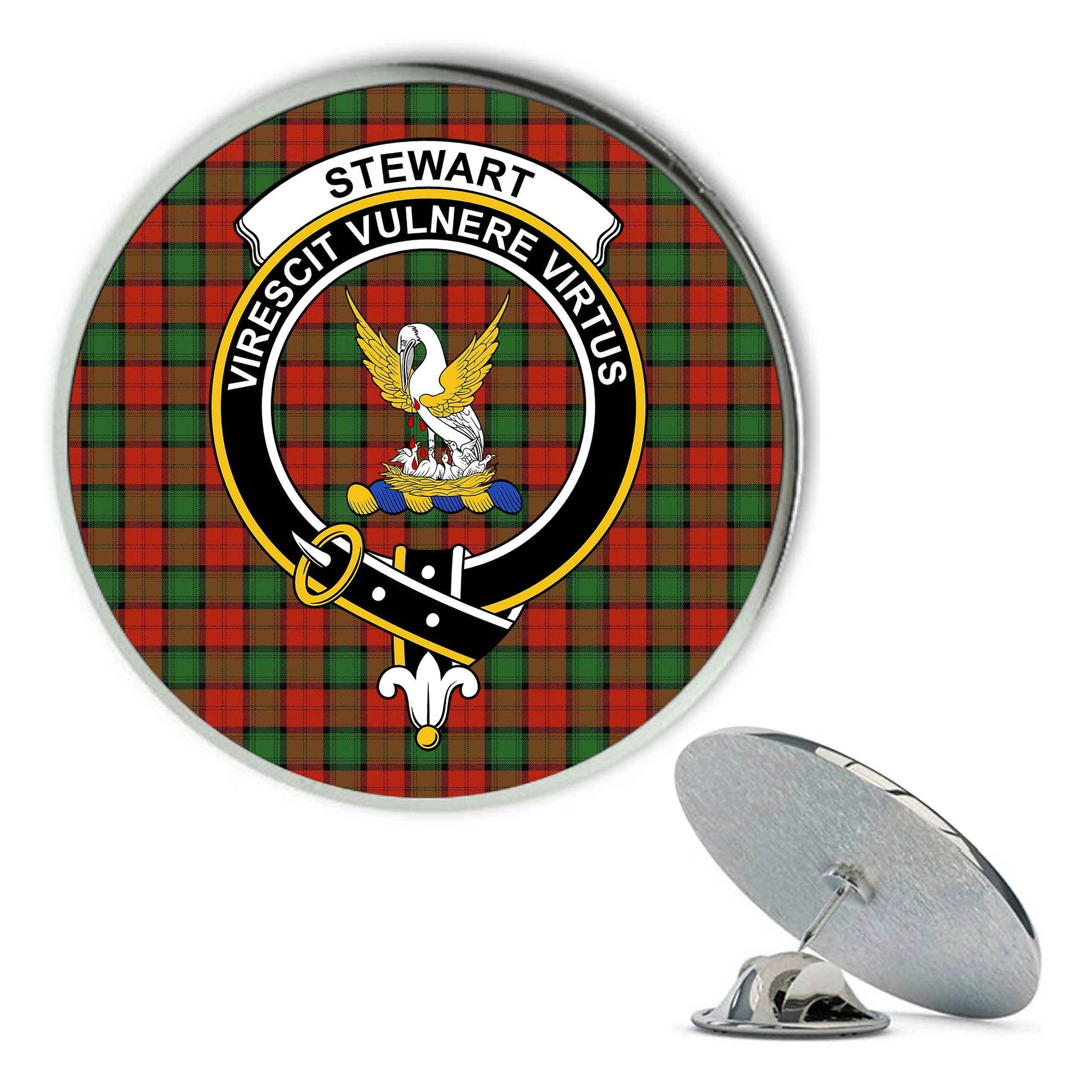 ScotsTee Shop Scottish Stewart of Atholl Ancient Metal Tartan Lapel Pin Scottish Clan Crest Badge