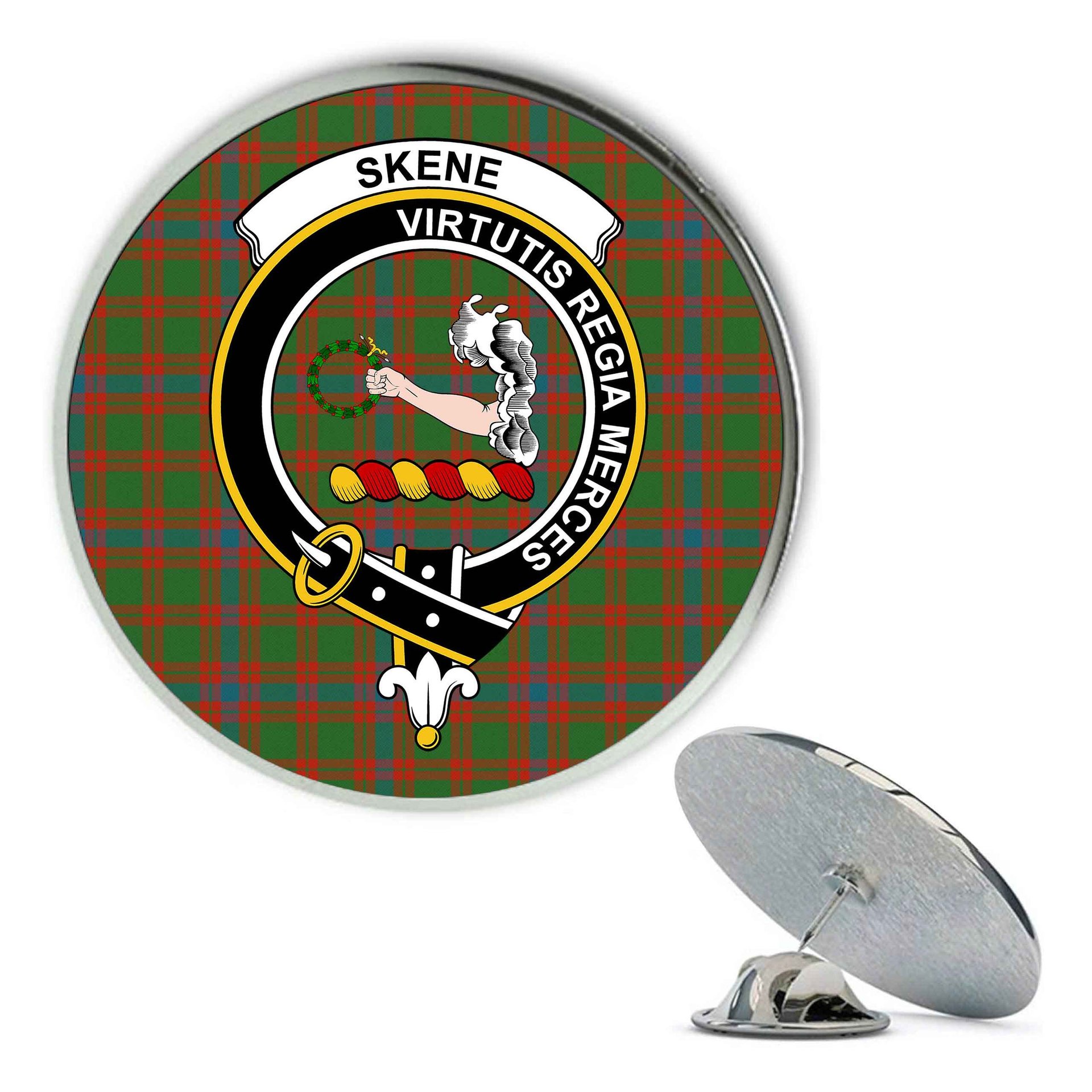 ScotsTee Shop Scottish Skene Ancient Metal Tartan Lapel Pin Scottish Clan Crest Badge