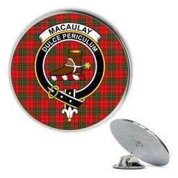 ScotsTee Shop Scottish MacAulay Modern Metal Tartan Lapel Pin Scottish Clan Crest Badge