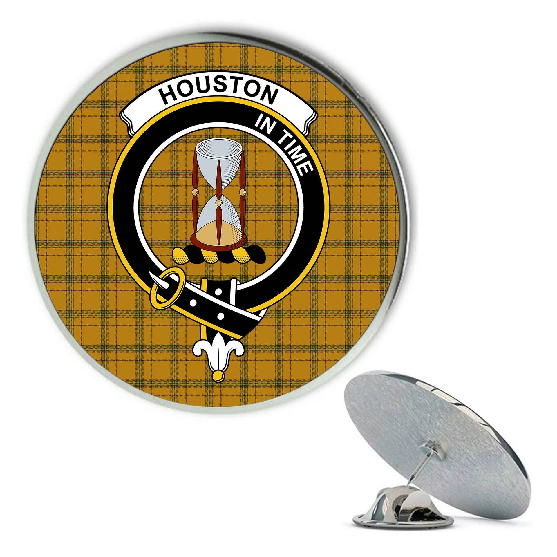 ScotsTee Shop Scottish Houston Modern Metal Tartan Lapel Pin Scottish Clan Crest Badge