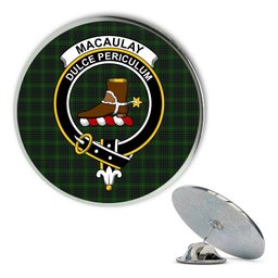 ScotsTee Shop Scottish MacAulay Hunting Metal Tartan Lapel Pin Scottish Clan Crest Badge