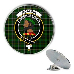 ScotsTee Shop Scottish McAlpin Modern Metal Tartan Lapel Pin Scottish Clan Crest Badge