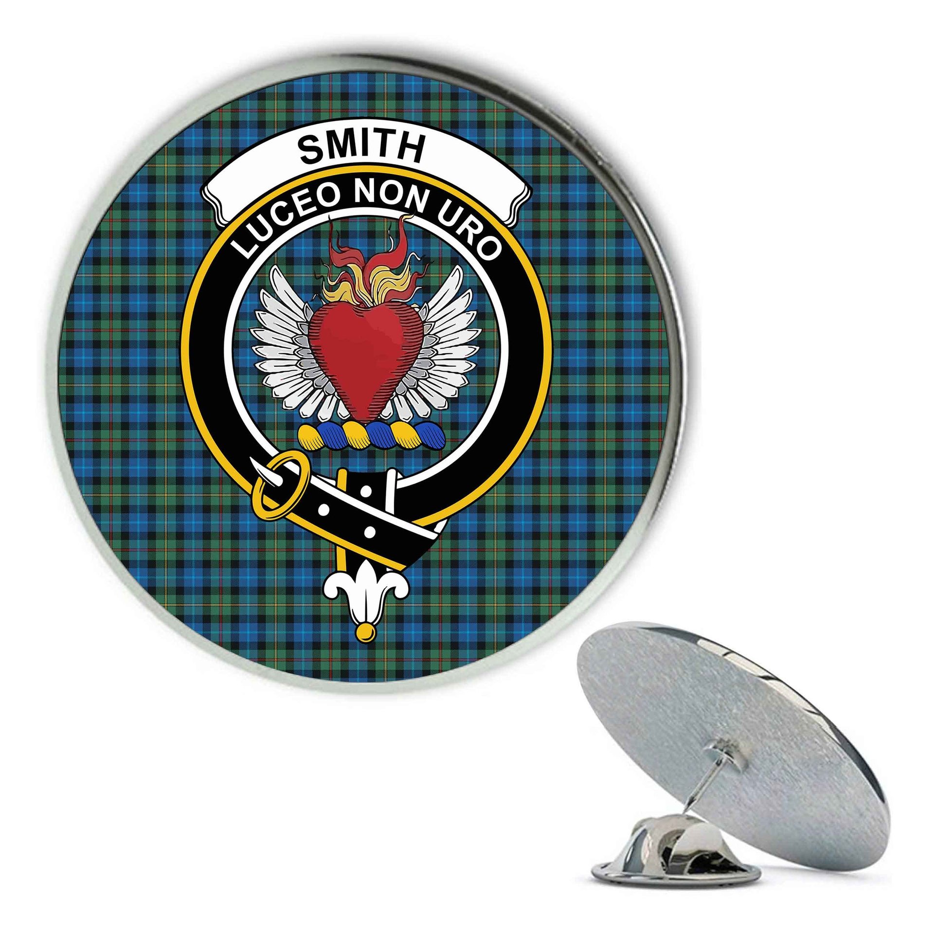 ScotsTee Shop Scottish Smith Ancient Metal Tartan Lapel Pin Scottish Clan Crest Badge