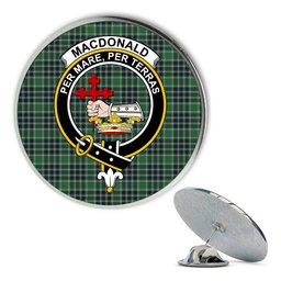 ScotsTee Shop Scottish MacDonald Lord of the Isles Hunting Modern Metal Tartan Lapel Pin Scottish Clan Crest Badge