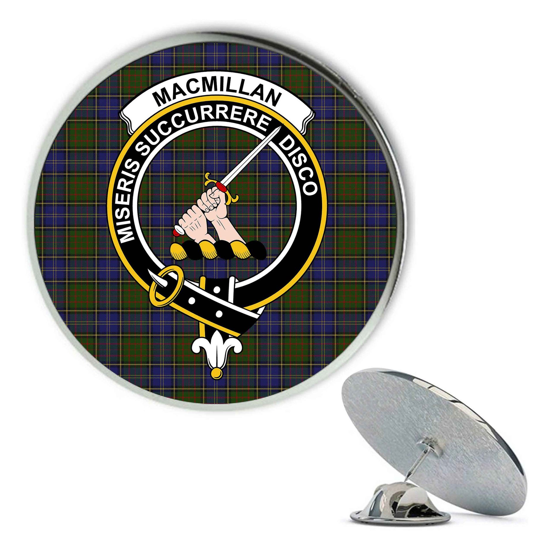 ScotsTee Shop Scottish MacMillan Hunting 2 Metal Tartan Lapel Pin Scottish Clan Crest Badge