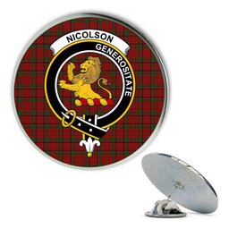 ScotsTee Shop Scottish Nicolson McIan Metal Tartan Lapel Pin Scottish Clan Crest Badge