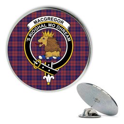 ScotsTee Shop Scottish MacGregor of Glengyle Metal Tartan Lapel Pin Scottish Clan Crest Badge