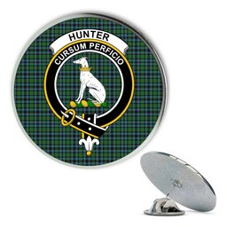 ScotsTee Shop Scottish Hunter of Peebleshire Ancient Metal Tartan Lapel Pin Scottish Clan Crest Badge