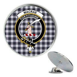 ScotsTee Shop Scottish MacRae Dress Modern Metal Tartan Lapel Pin Scottish Clan Crest Badge
