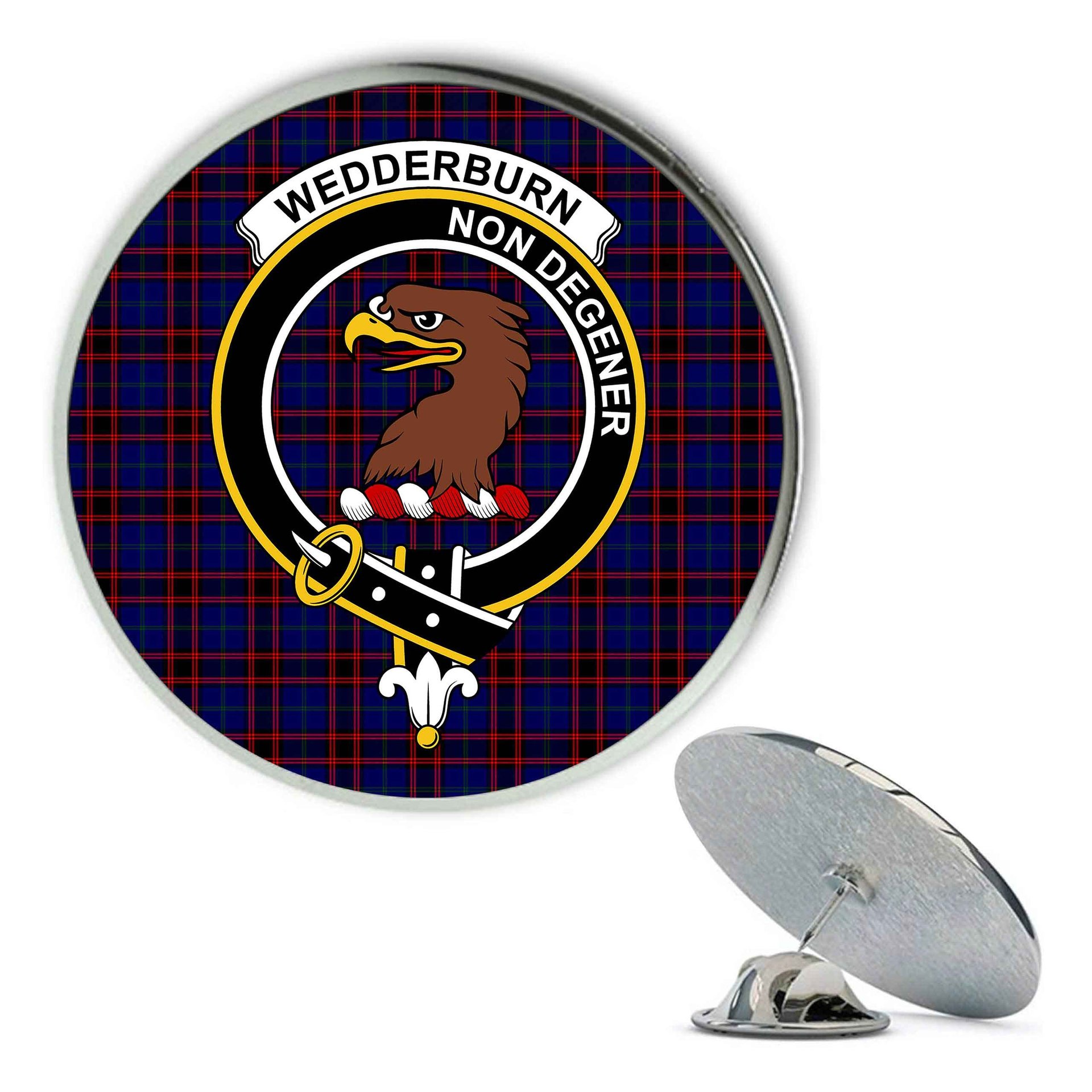 ScotsTee Shop Scottish Wedderburn Metal Tartan Lapel Pin Scottish Clan Crest Badge