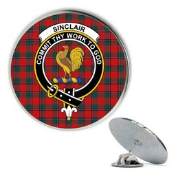 ScotsTee Shop Scottish Sinclair Modern Clan Metal Tartan Lapel Pin Scottish Clan Crest Badge