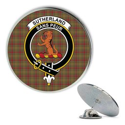 ScotsTee Shop Scottish Sutherland of Duffus Metal Tartan Lapel Pin Scottish Clan Crest Badge