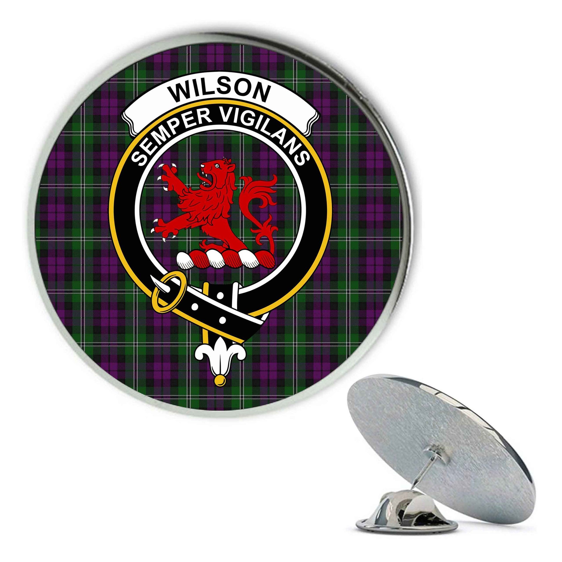 ScotsTee Shop Scottish Wilson Metal Tartan Lapel Pin Scottish Clan Crest Badge