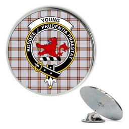 ScotsTee Shop Scottish Young Christina Modern Metal Tartan Lapel Pin Scottish Clan Crest Badge