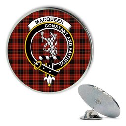 ScotsTee Shop Scottish MacQueen Ancient Metal Tartan Lapel Pin Scottish Clan Crest Badge