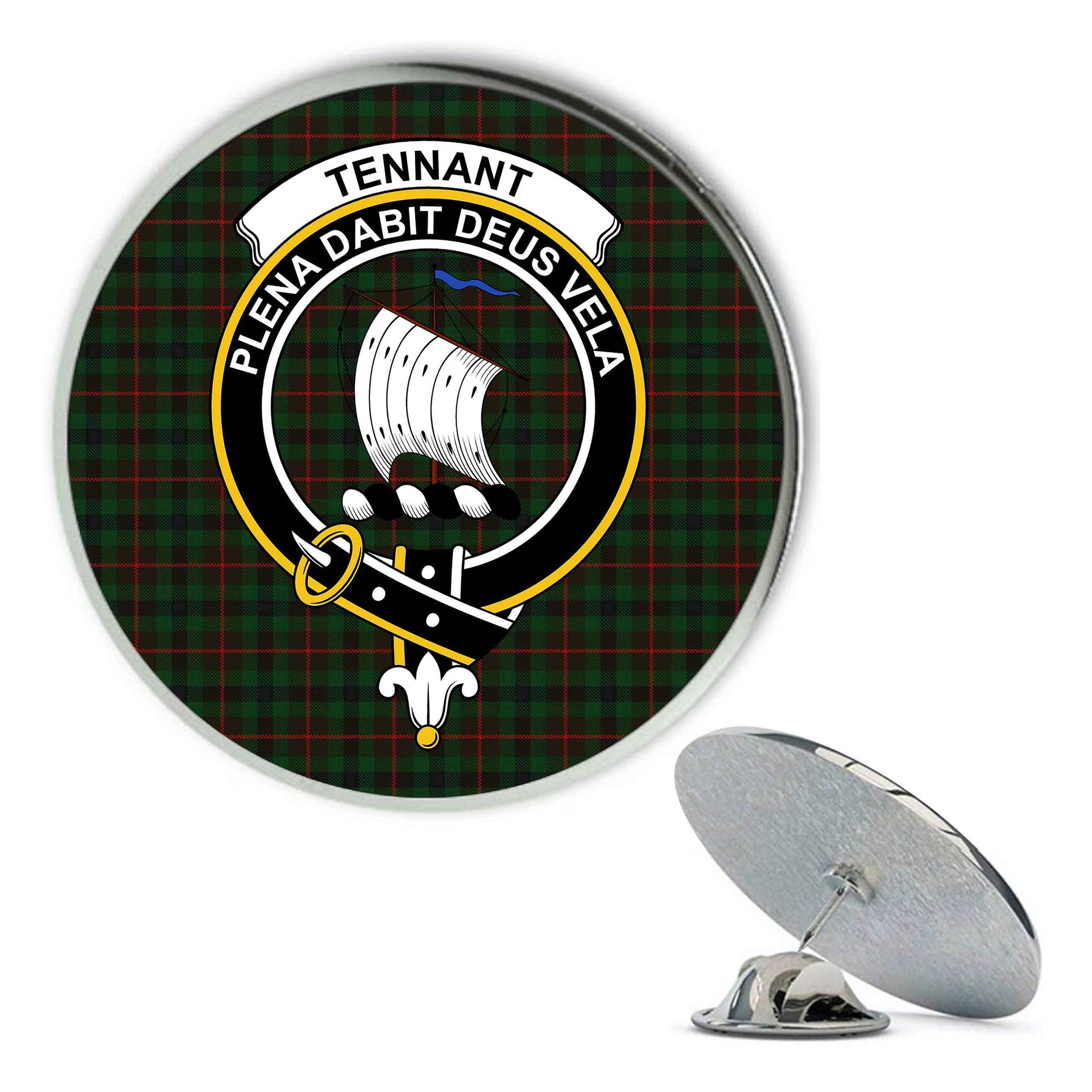 ScotsTee Shop Scottish Tennant Metal Tartan Lapel Pin Scottish Clan Crest Badge