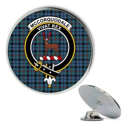 ScotsTee Shop Scottish McCorquodale Ancient Metal Tartan Lapel Pin Scottish Clan Crest Badge