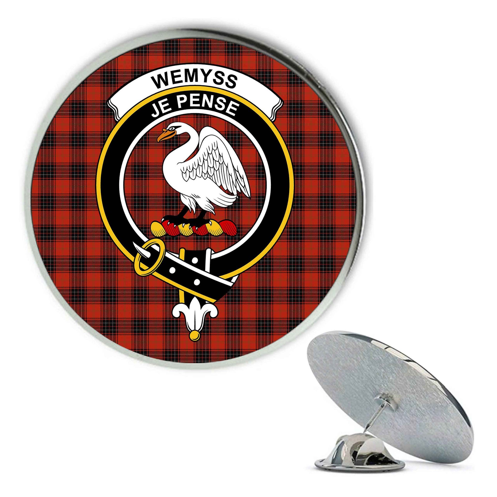 ScotsTee Shop Scottish Wemyss Ancient Clan Metal Tartan Lapel Pin Scottish Clan Crest Badge