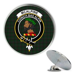 ScotsTee Shop Scottish McAlpine Metal Tartan Lapel Pin Scottish Clan Crest Badge