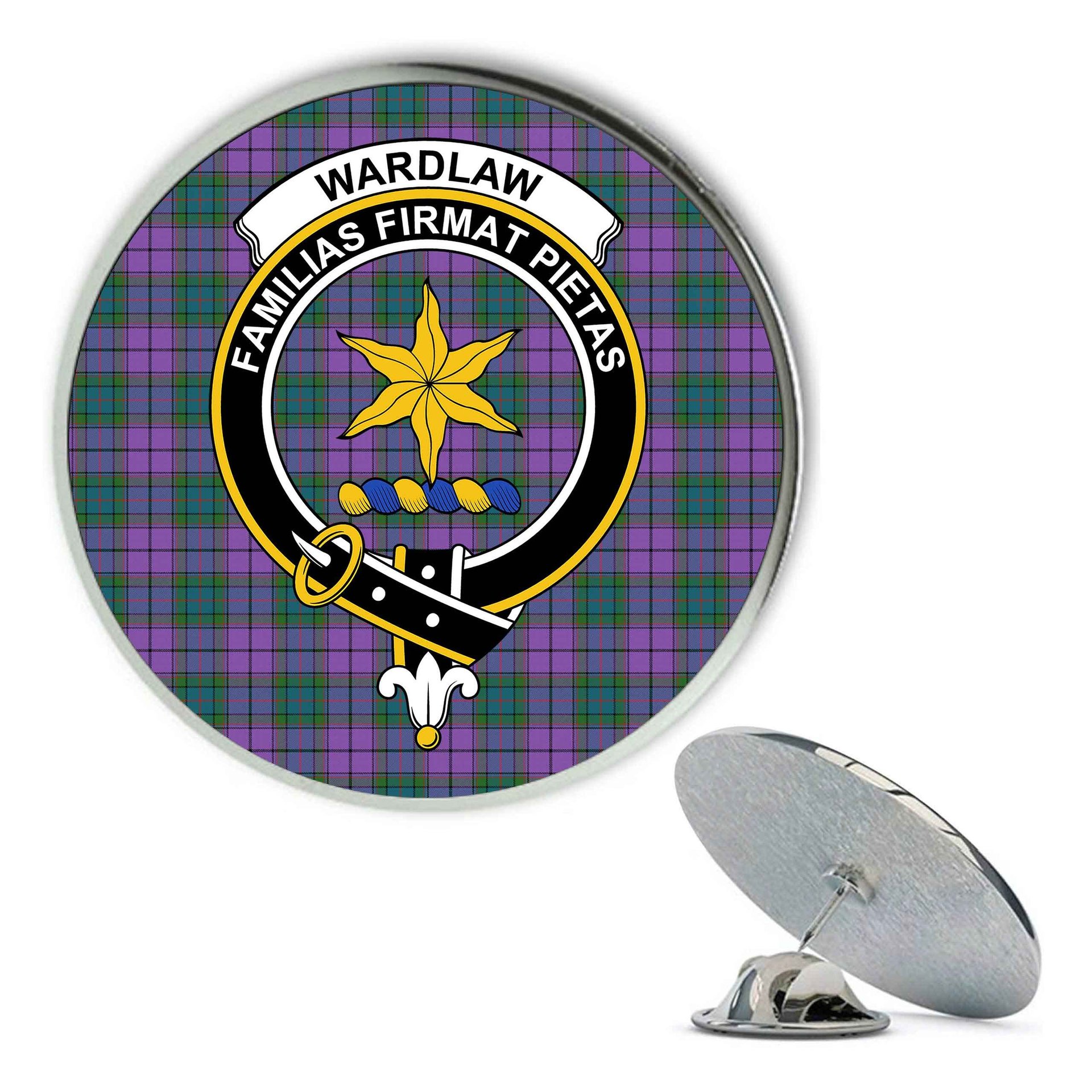 ScotsTee Shop Scottish Wardlaw Ancient Metal Tartan Lapel Pin Scottish Clan Crest Badge