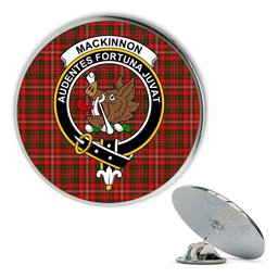 ScotsTee Shop Scottish MacKinnon Modern Metal Tartan Lapel Pin Scottish Clan Crest Badge