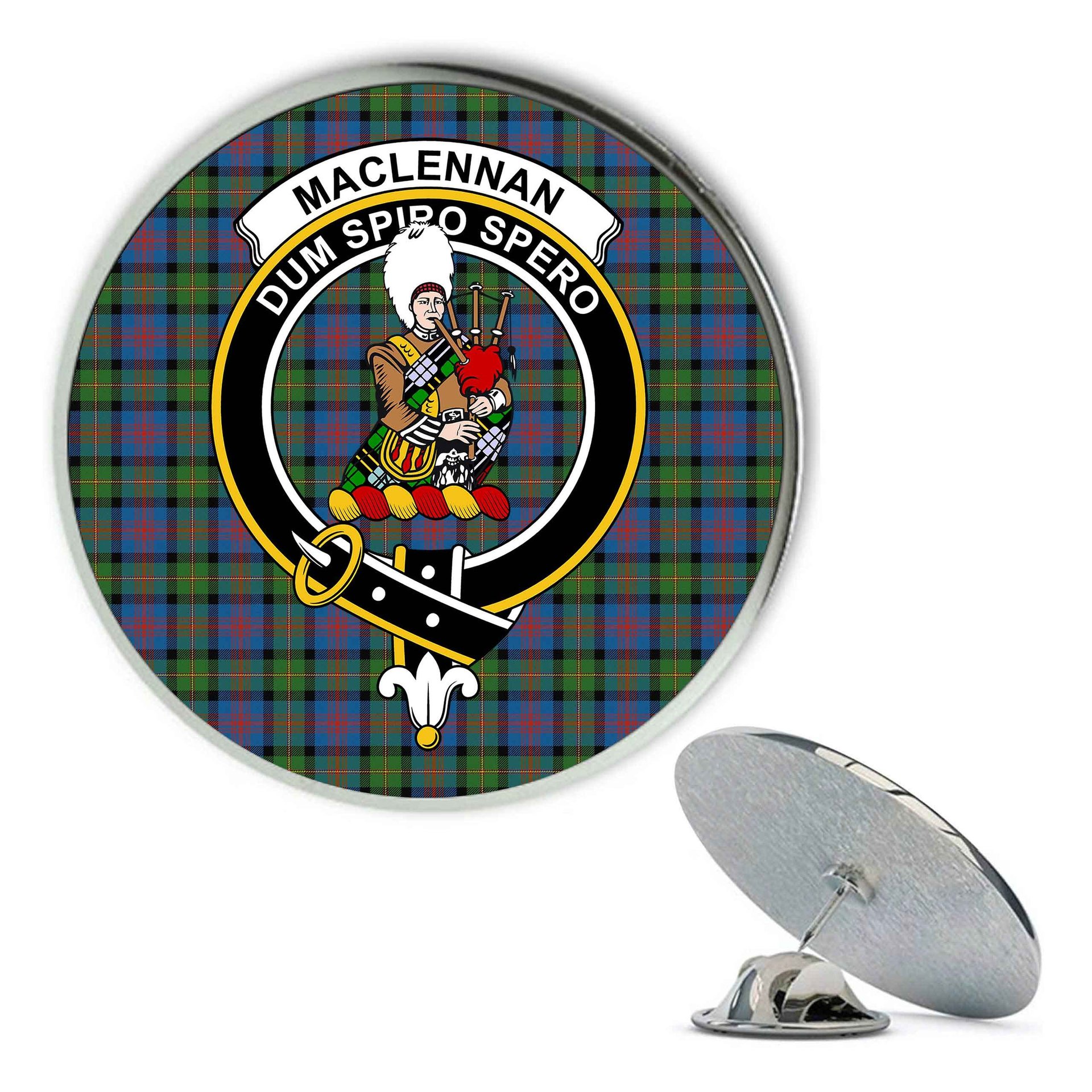 ScotsTee Shop Scottish MacLennan Ancient Metal Tartan Lapel Pin Scottish Clan Crest Badge