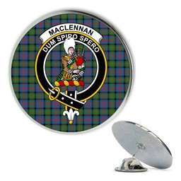 ScotsTee Shop Scottish MacLennan Ancient Metal Tartan Lapel Pin Scottish Clan Crest Badge