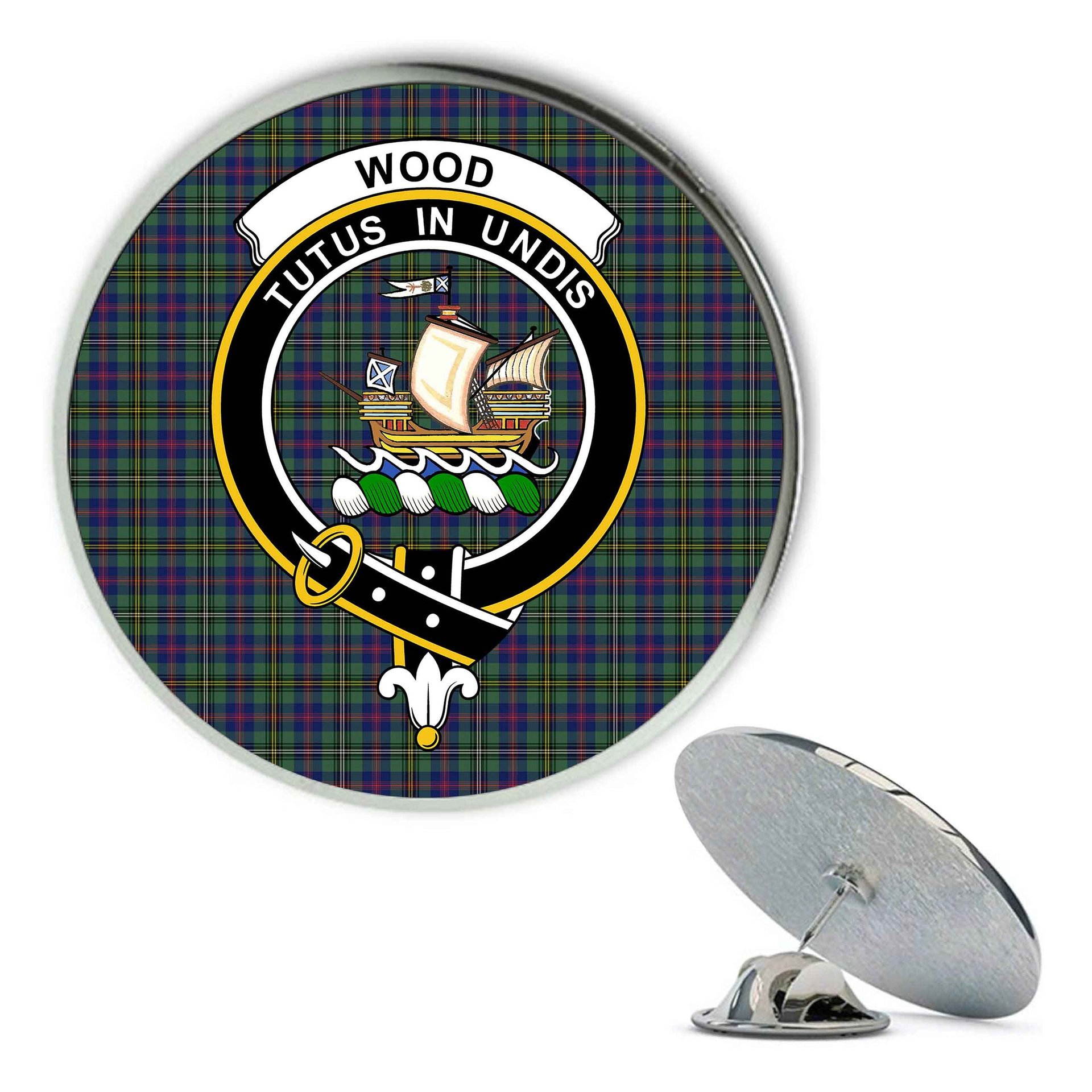 ScotsTee Shop Scottish Wood SC Metal Tartan Lapel Pin Scottish Clan Crest Badge