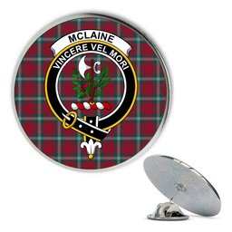 ScotsTee Shop Scottish McLaine of Loch Buie Modern Metal Tartan Lapel Pin Scottish Clan Crest Badge