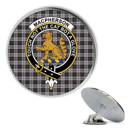 ScotsTee Shop Scottish MacPherson Dress 1951 Metal Tartan Lapel Pin Scottish Clan Crest Badge