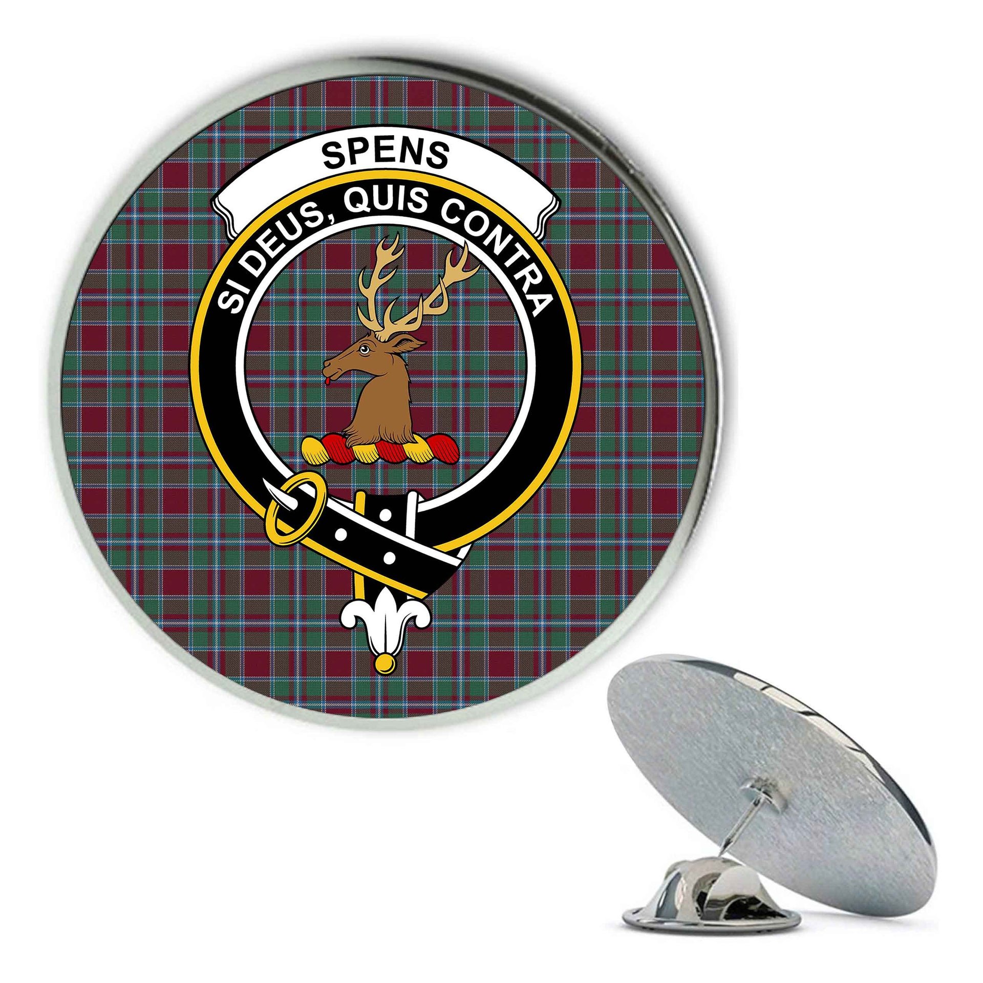 ScotsTee Shop Scottish Spens Metal Tartan Lapel Pin Scottish Clan Crest Badge