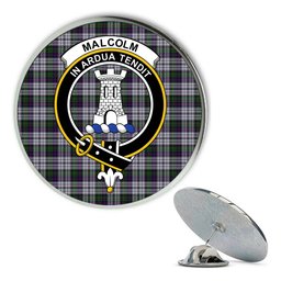 ScotsTee Shop Scottish Malcolm Dress Lochcarron 2005 Metal Tartan Lapel Pin Scottish Clan Crest Badge