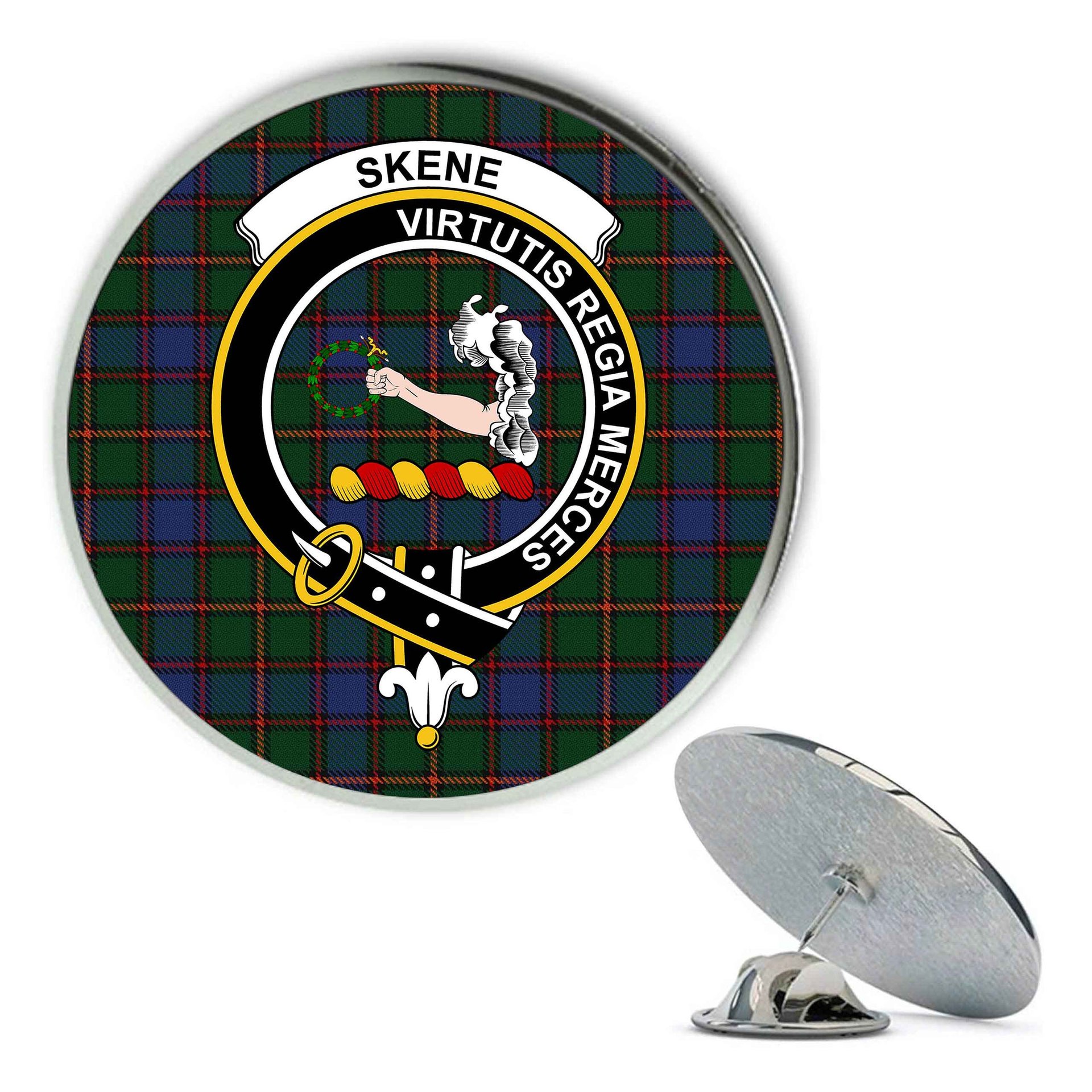 ScotsTee Shop Scottish Skene Metal Tartan Lapel Pin Scottish Clan Crest Badge