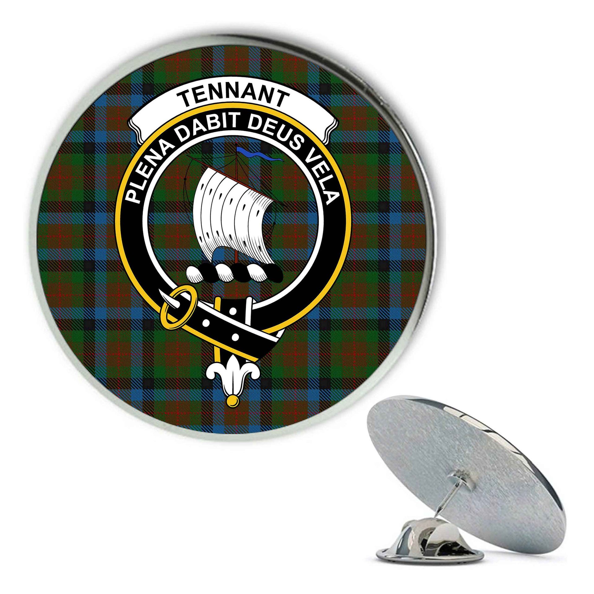 ScotsTee Shop Scottish Tennant 2 Metal Tartan Lapel Pin Scottish Clan Crest Badge