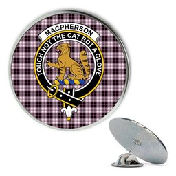 ScotsTee Shop Scottish MacPherson Hunting Modern Metal Tartan Lapel Pin Scottish Clan Crest Badge