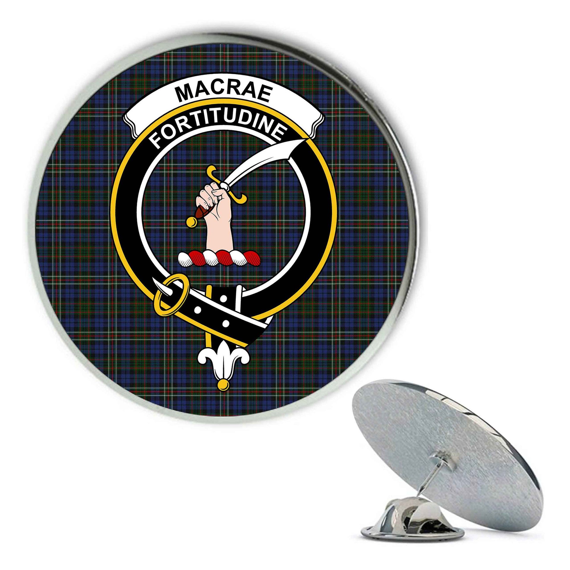 ScotsTee Shop Scottish MacRae Hunting 4 Metal Tartan Lapel Pin Scottish Clan Crest Badge