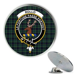 ScotsTee Shop Scottish Rollo Modern Metal Tartan Lapel Pin Scottish Clan Crest Badge