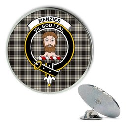ScotsTee Shop Scottish Menzies Black & White Ancient Metal Tartan Lapel Pin Scottish Clan Crest Badge