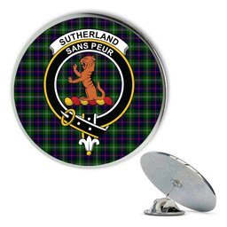 ScotsTee Shop Scottish Sutherland Modern Metal Tartan Lapel Pin Scottish Clan Crest Badge
