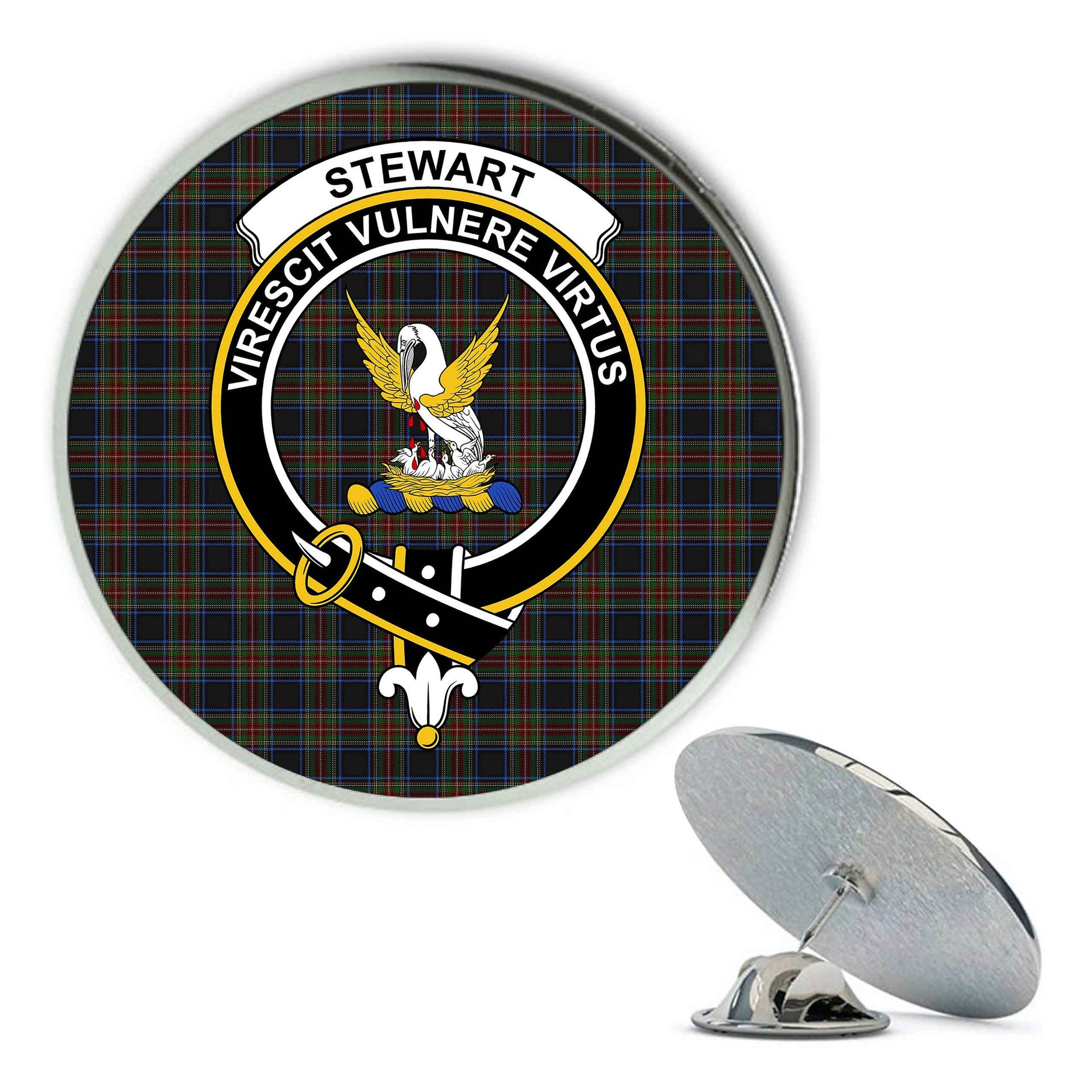 ScotsTee Shop Scottish Stewart Black 2 Metal Tartan Lapel Pin Scottish Clan Crest Badge