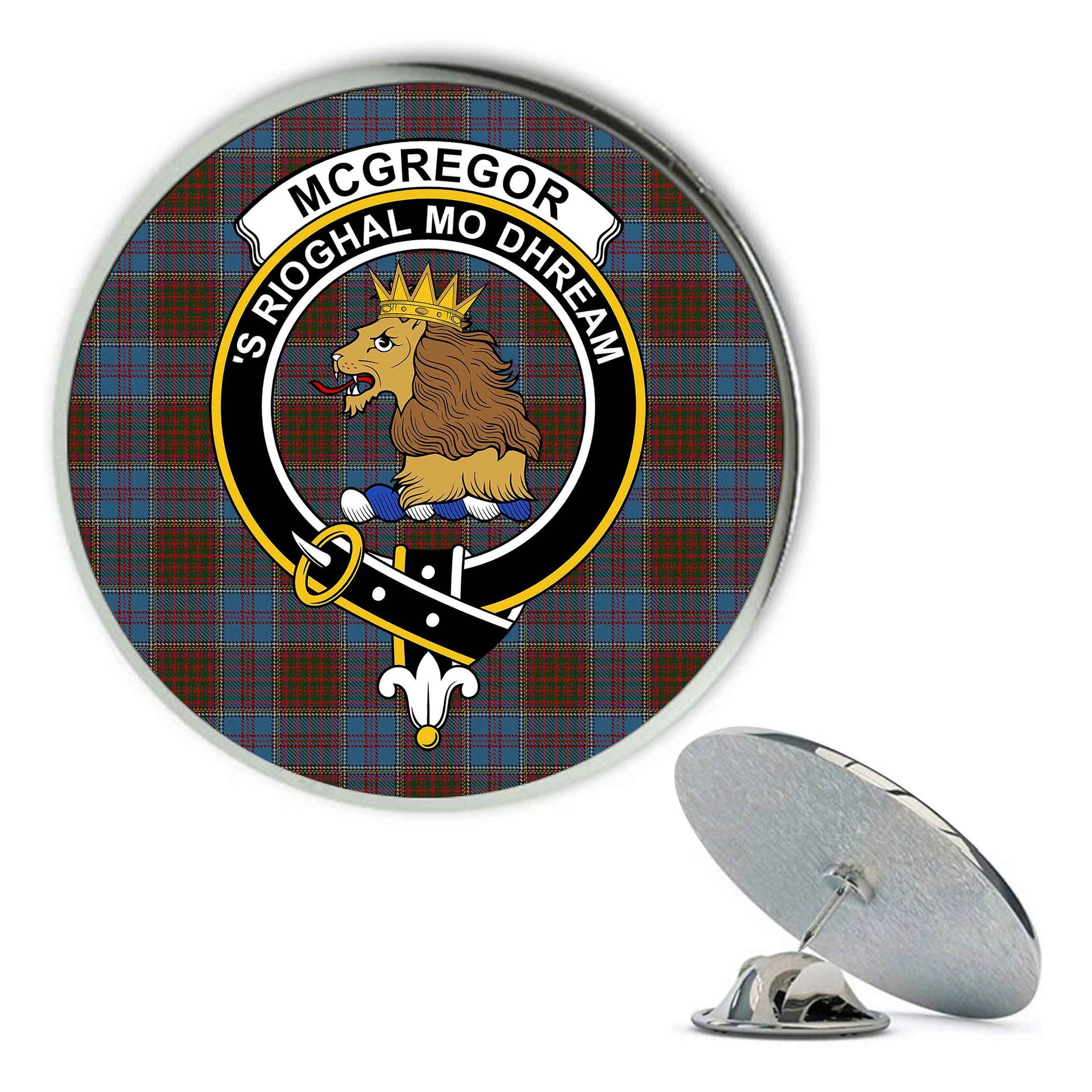 ScotsTee Shop Scottish McGregor Hastie Metal Tartan Lapel Pin Scottish Clan Crest Badge