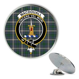 ScotsTee Shop Scottish MacDouall Metal Tartan Lapel Pin Scottish Clan Crest Badge