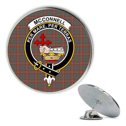 ScotsTee Shop Scottish McConnell Weathered Metal Tartan Lapel Pin Scottish Clan Crest Badge