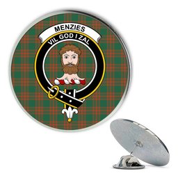 ScotsTee Shop Scottish Menzies Green Ancient Metal Tartan Lapel Pin Scottish Clan Crest Badge