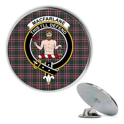 ScotsTee Shop Scottish MacFarlane Hunting Modern Metal Tartan Lapel Pin Scottish Clan Crest Badge
