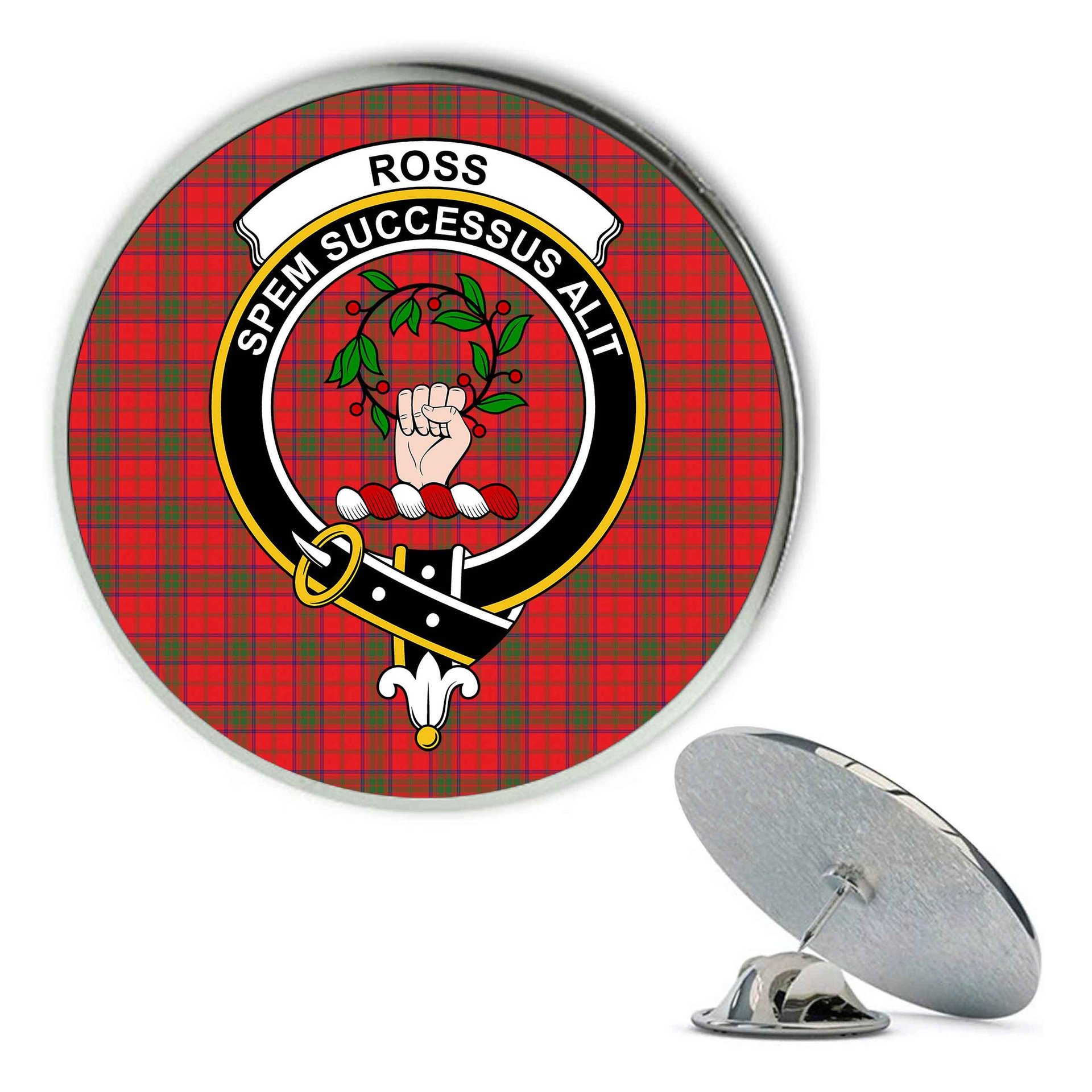 ScotsTee Shop Scottish Ross Modern Metal Tartan Lapel Pin Scottish Clan Crest Badge