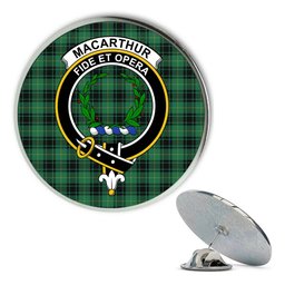 ScotsTee Shop Scottish MacArthur Ancient Metal Tartan Lapel Pin Scottish Clan Crest Badge