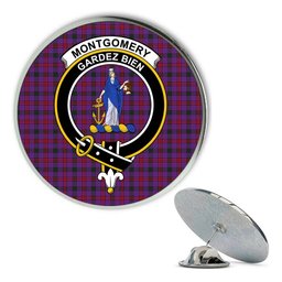 ScotsTee Shop Scottish Montgomery Modern Metal Tartan Lapel Pin Scottish Clan Crest Badge